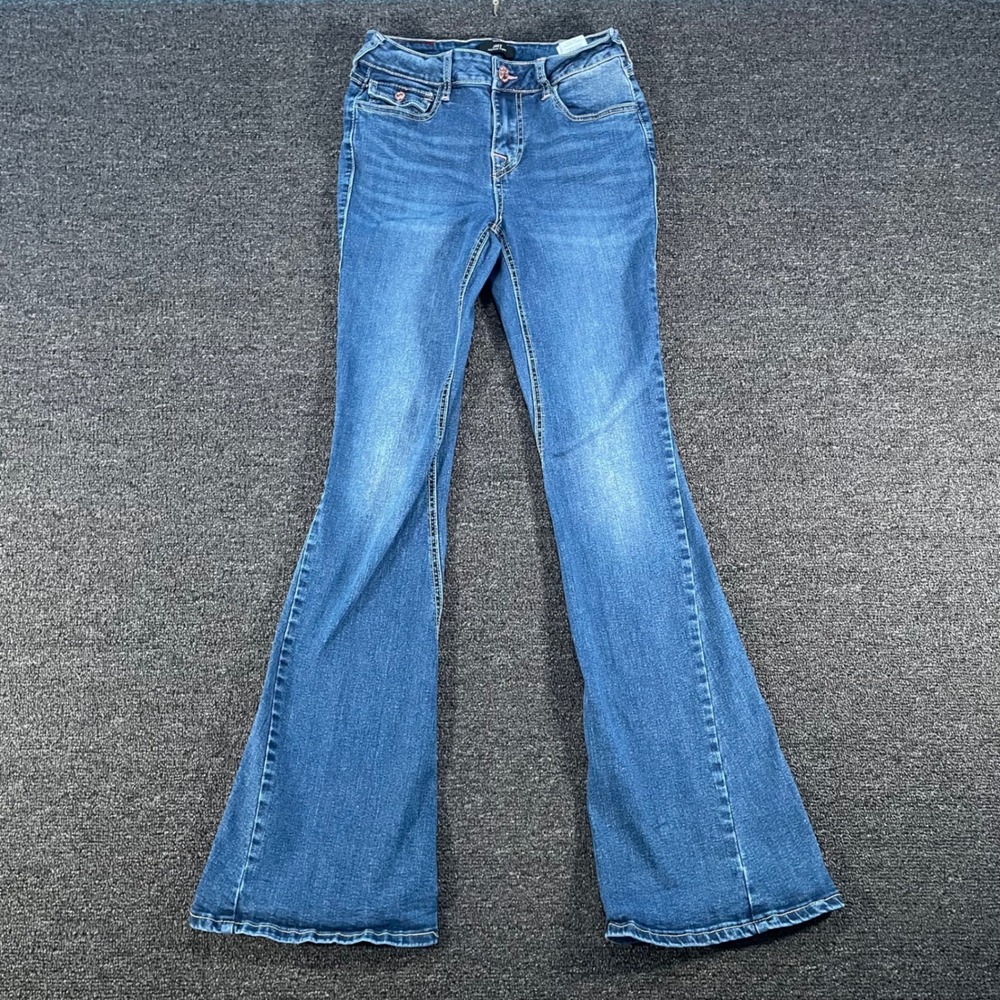 True Religion Joey Flare Jeans Womens 25 Blue Good Mid Rise Stretch Denim